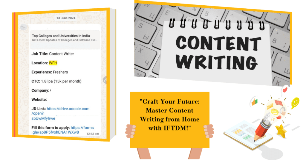 Start a Content Writer Course with IFTDM
